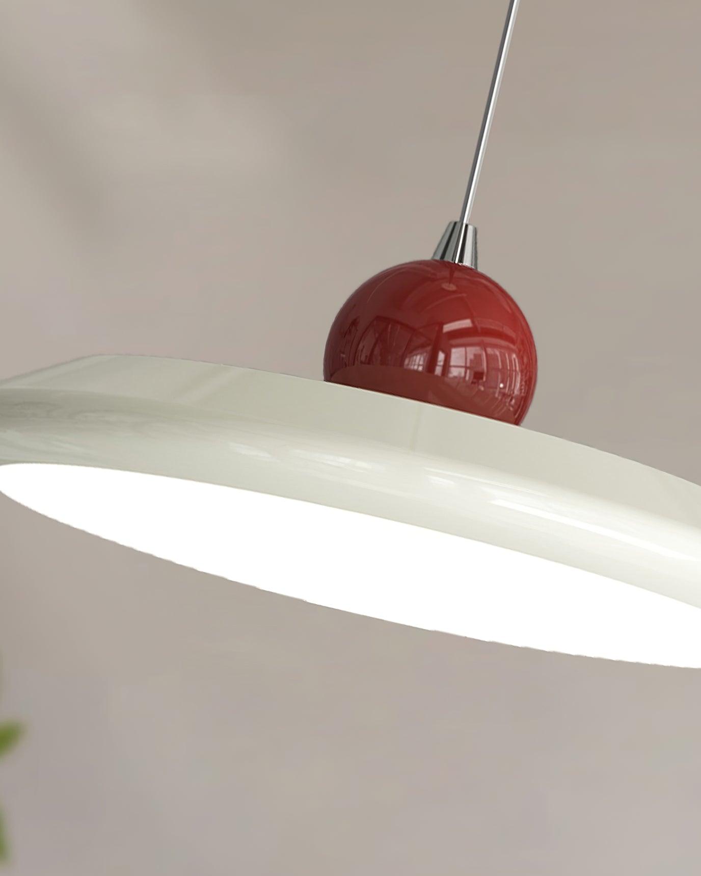 Pendant Lamp White Disc Green Trim Red Bold - Neutralighting