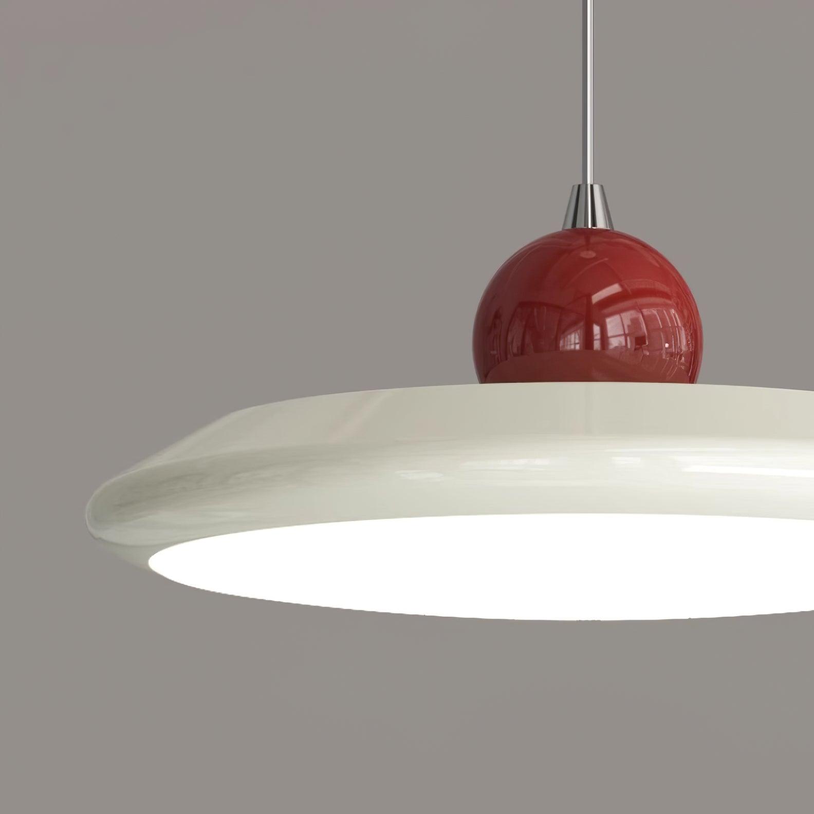 Pendant Lamp White Disc Green Trim Red Bold - Neutralighting