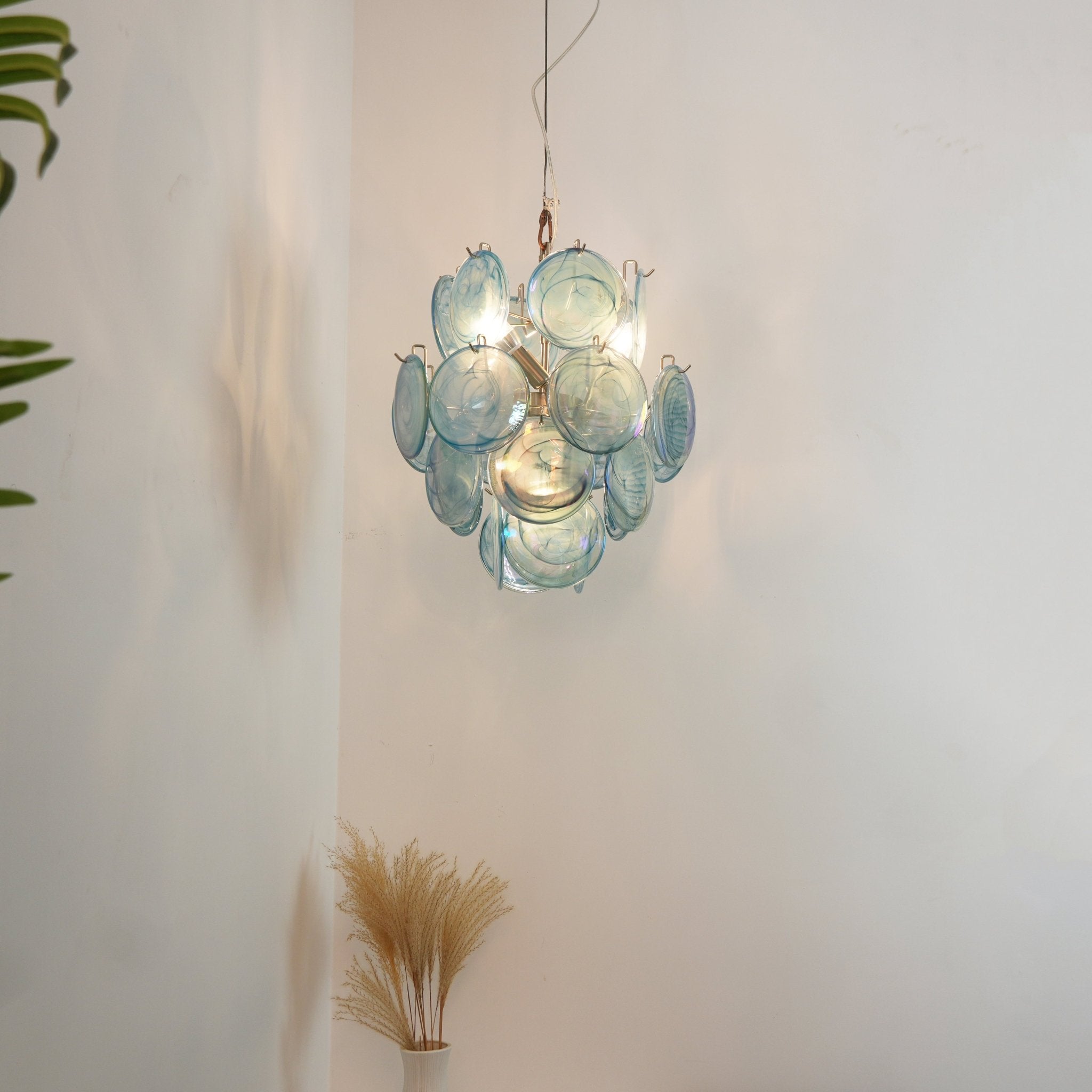 Aurora Chandelier Blue Murano Glass Disc Vintage