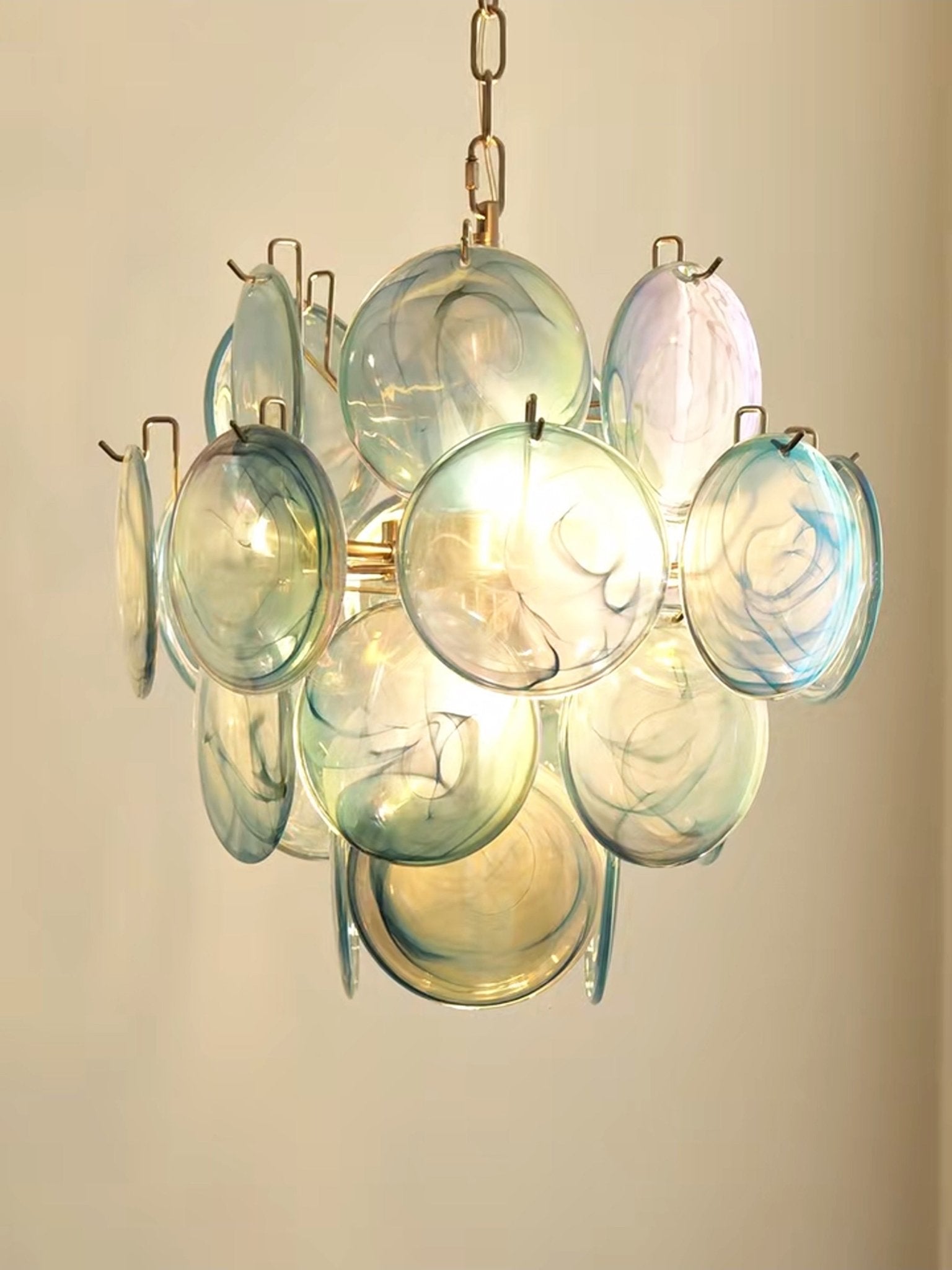 Aurora Chandelier Blue Murano Glass Disc Vintage