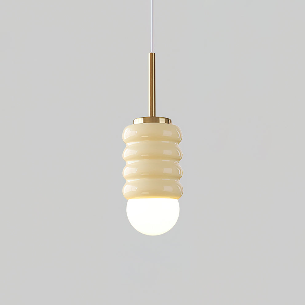 Pendant Light Ribbed Ceramic Brass Midcentury - Neutralighting