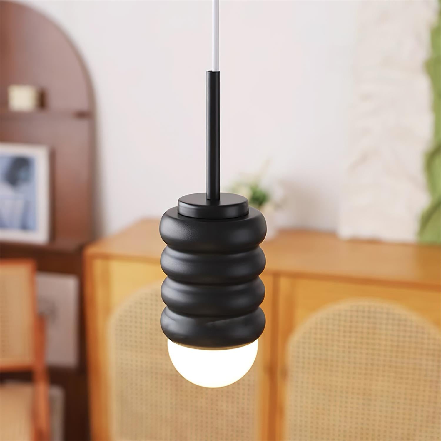 Pendant Light Ribbed Ceramic Brass Midcentury - Neutralighting