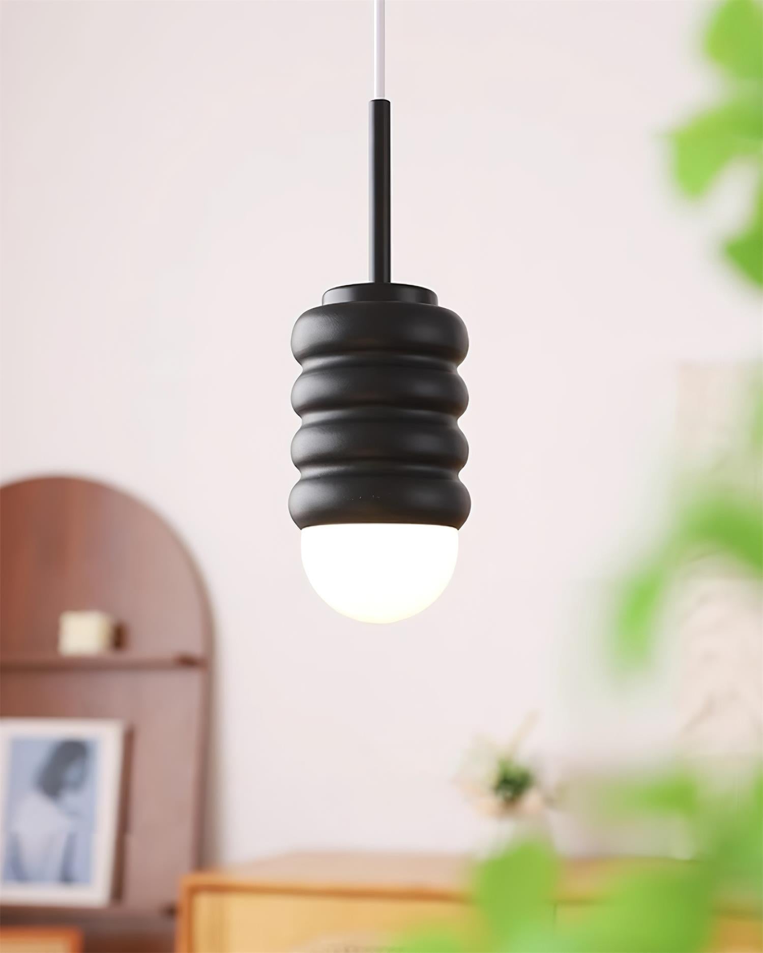 Pendant Light Ribbed Ceramic Brass Midcentury - Neutralighting