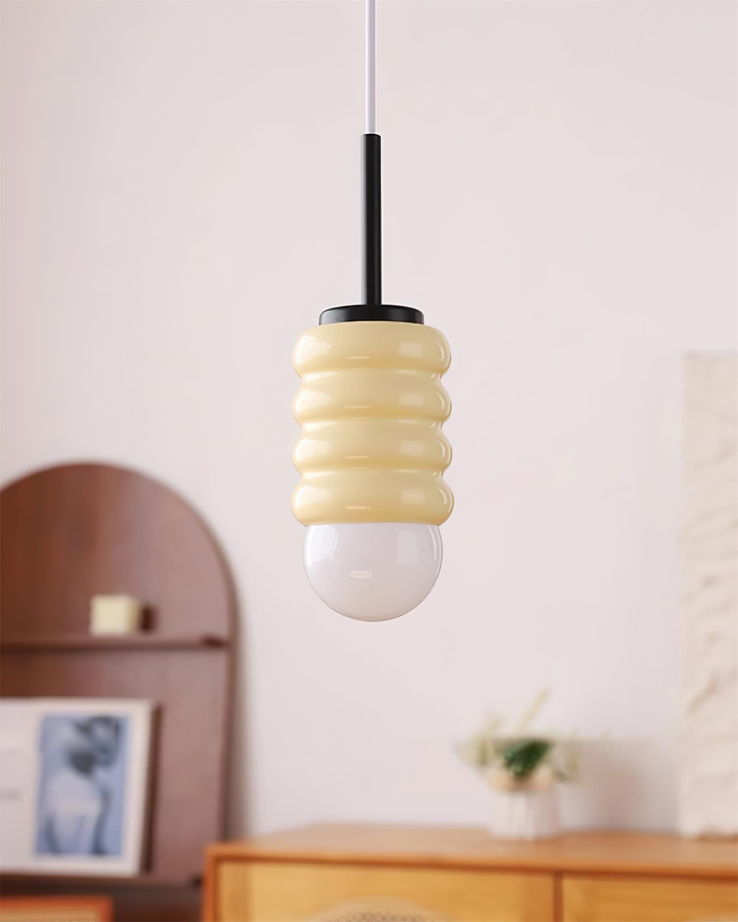 Pendant Light Ribbed Ceramic Brass Midcentury - Neutralighting