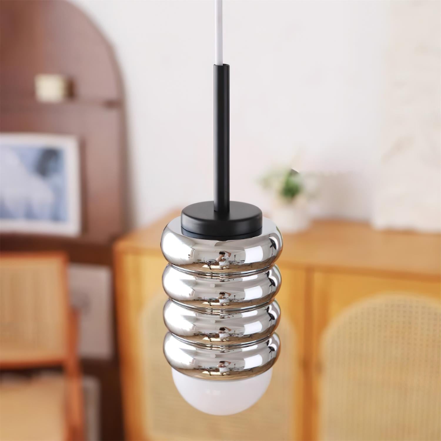 Pendant Light Ribbed Ceramic Brass Midcentury - Neutralighting