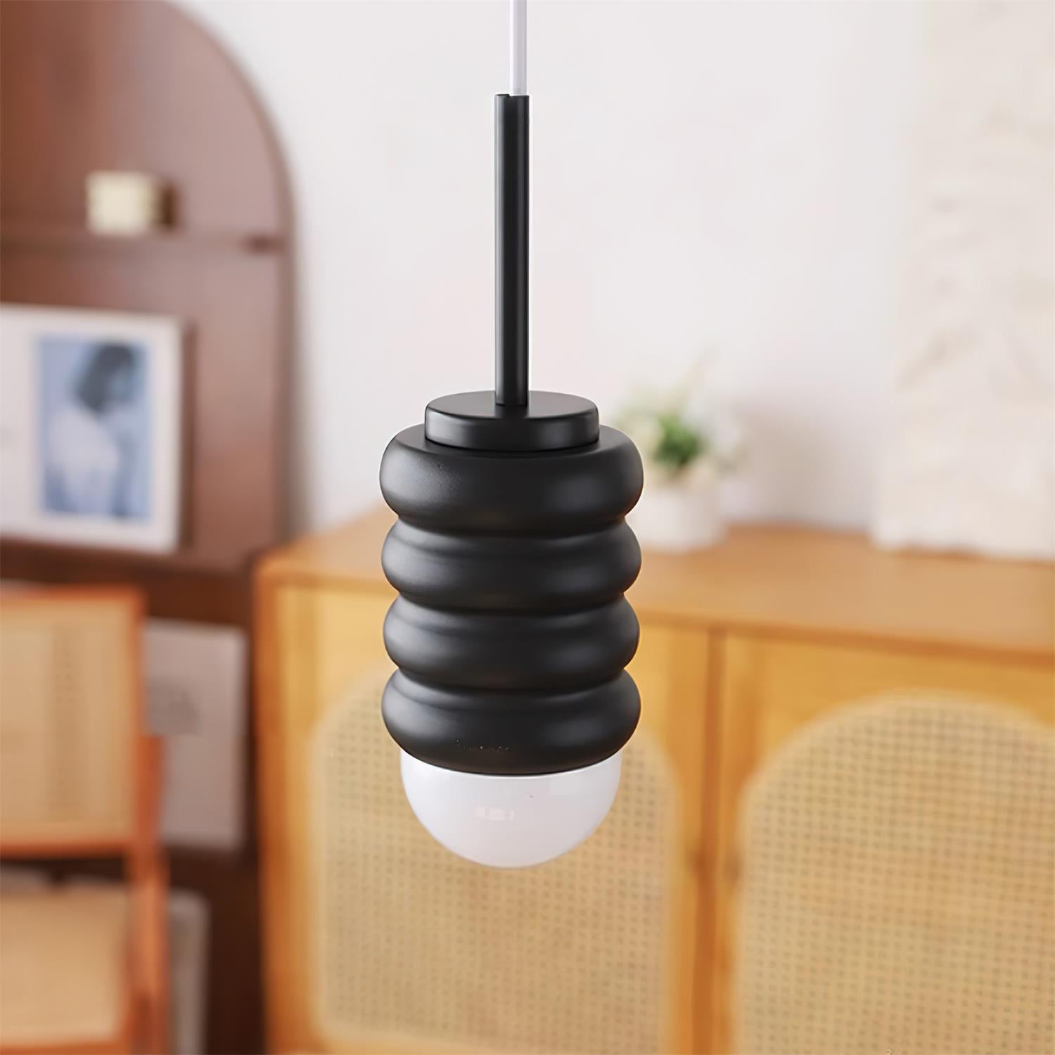 Pendant Light Ribbed Ceramic Brass Midcentury - Neutralighting