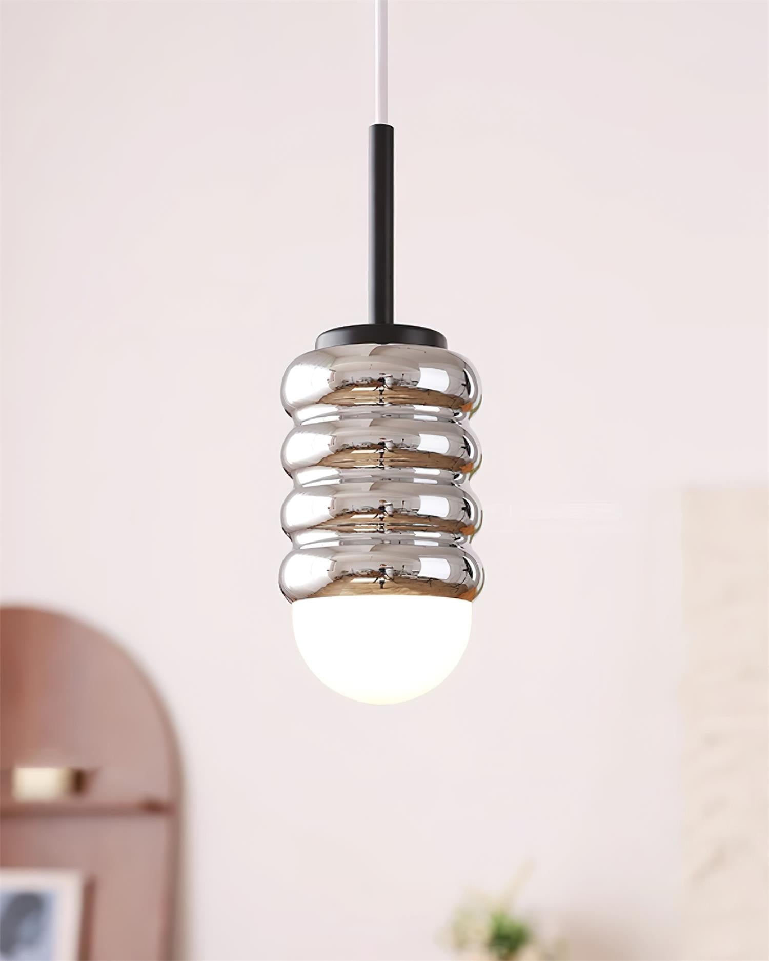Pendant Light Ribbed Ceramic Brass Midcentury - Neutralighting