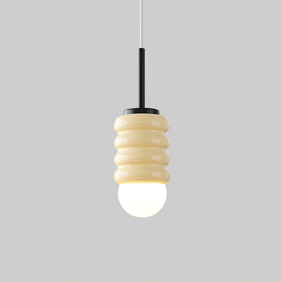 Pendant Light Ribbed Ceramic Brass Midcentury - Neutralighting