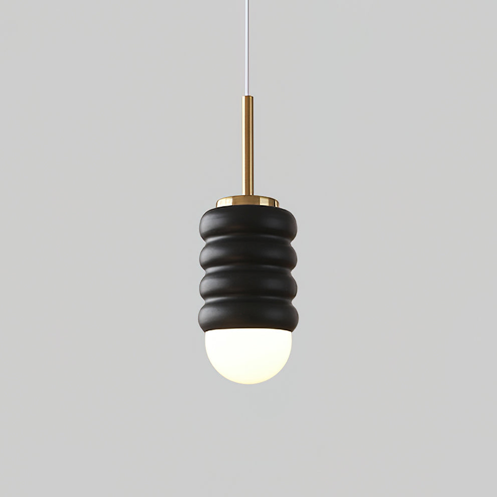 Pendant Light Ribbed Ceramic Brass Midcentury - Neutralighting