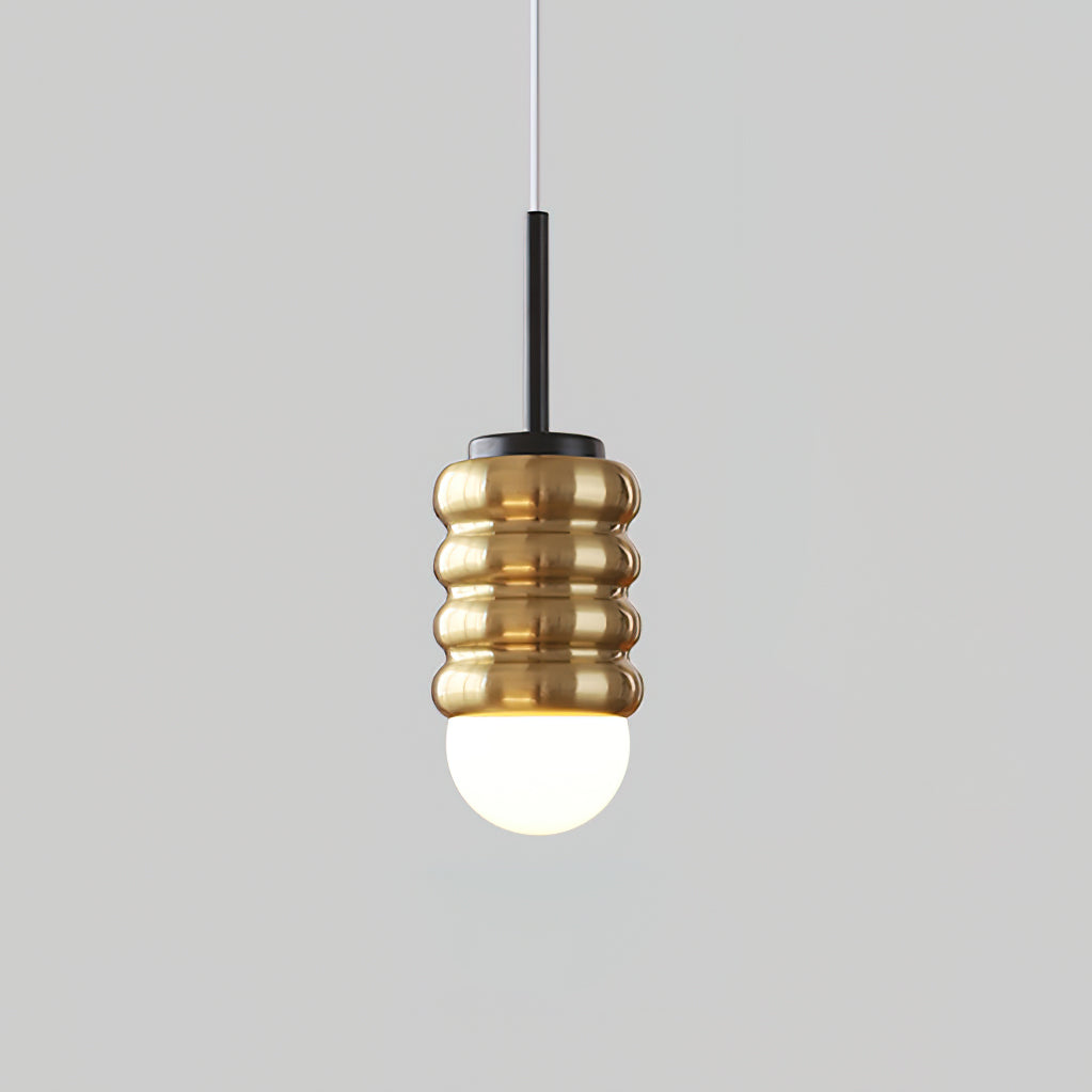 Pendant Light Ribbed Ceramic Brass Midcentury - Neutralighting
