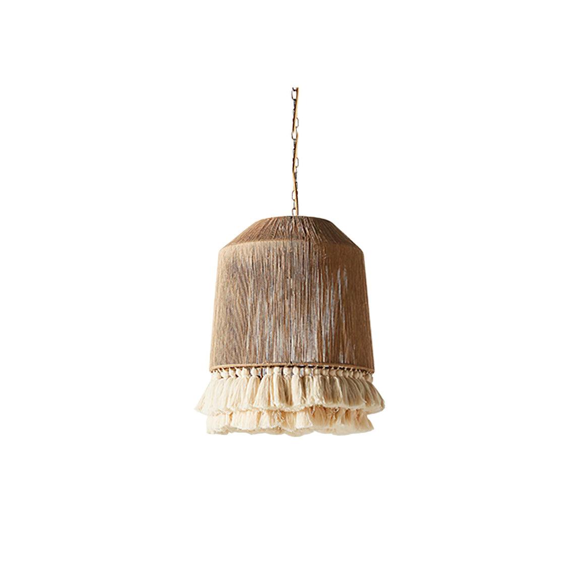 Pendant Lamp Cotton Yarn Shade Ruffled Fringe Boho Handmade - Neutralighting