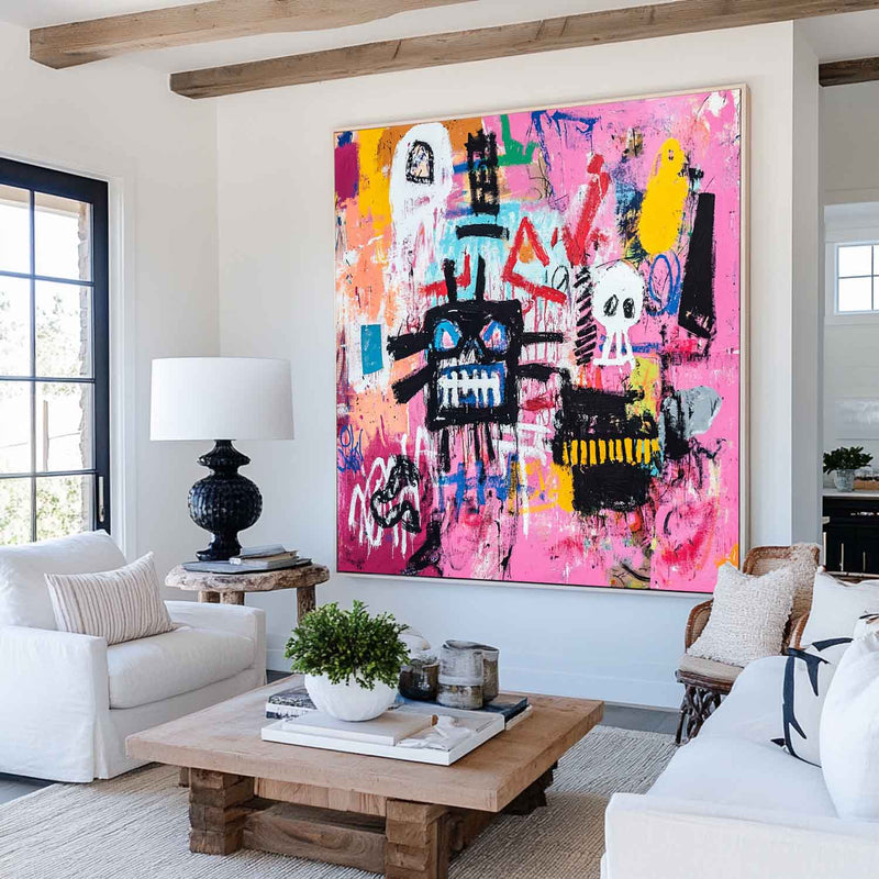 Pink Graffiti Abstract Expressionist Painting