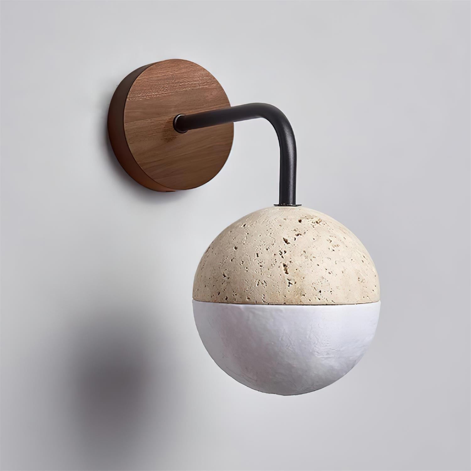 Ritta Wall Lamp Travertine & Acrylic Hemisphere - Neutralighting