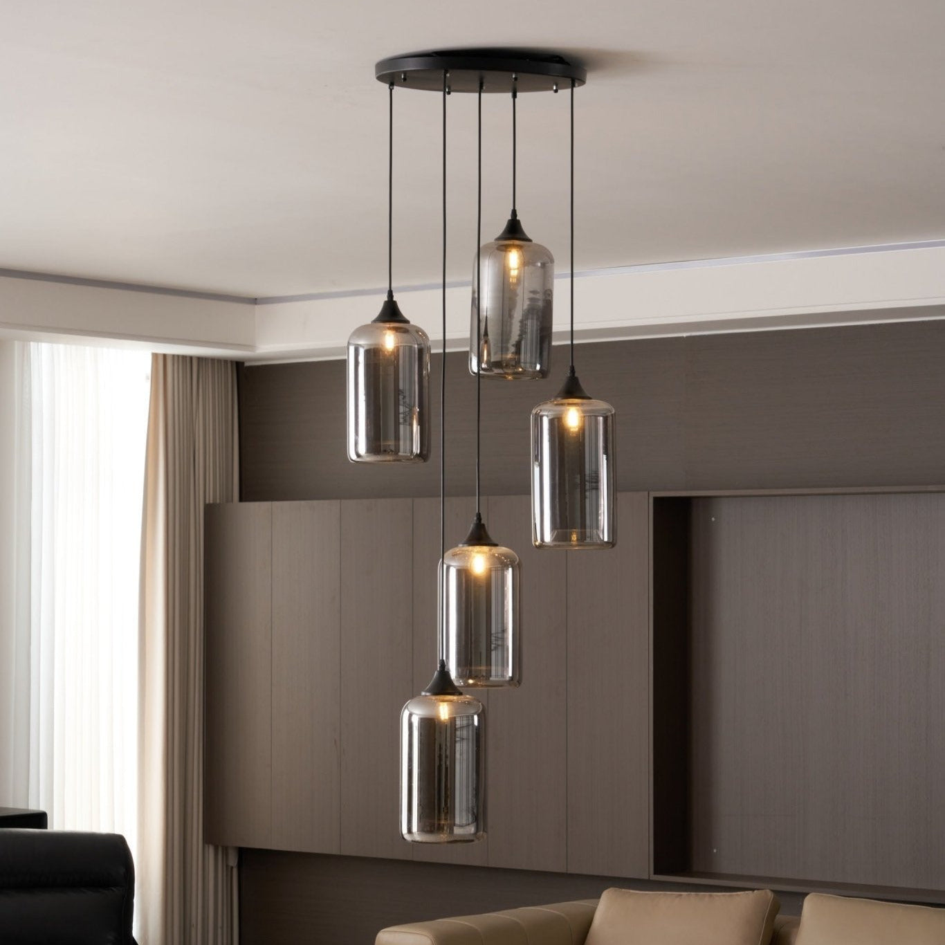 June Minimalist Bottle Glass Pendant Light Smoke Gray - Neutralighting