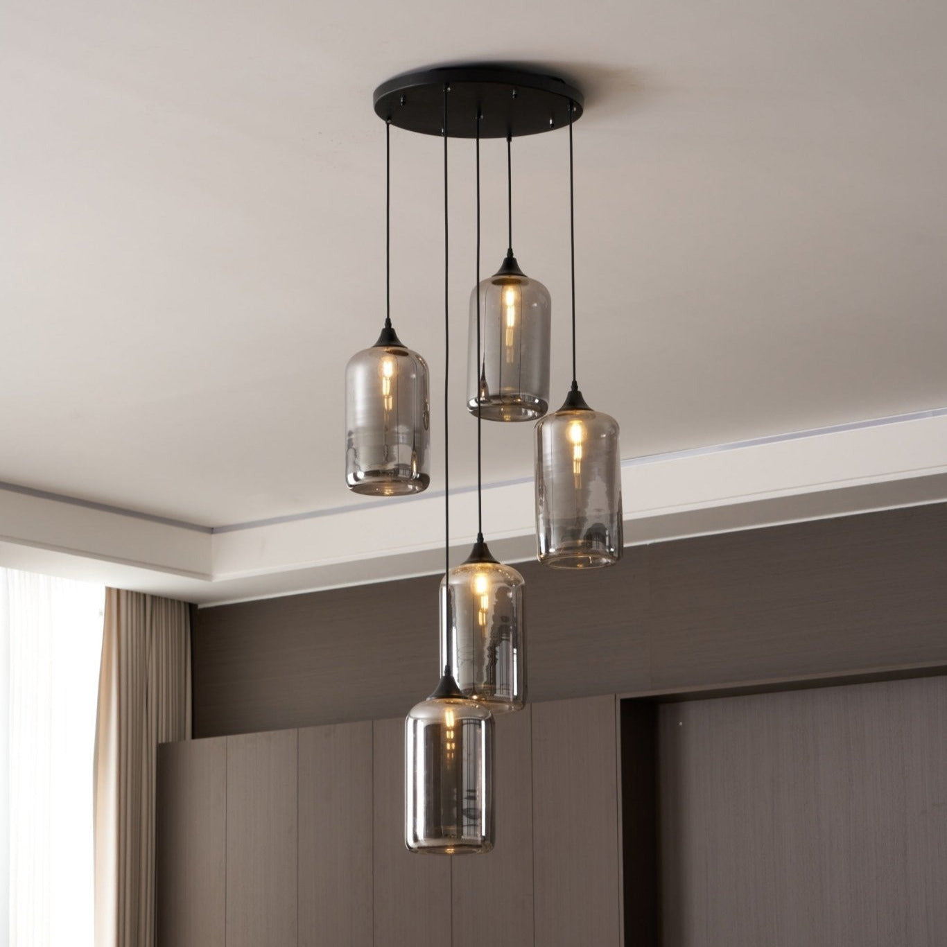 June Minimalist Bottle Glass Pendant Light Smoke Gray - Neutralighting