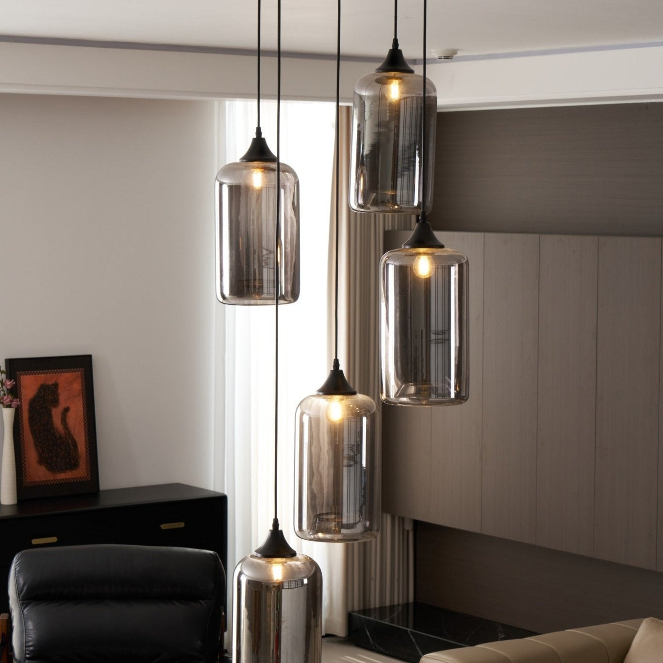 June Minimalist Bottle Glass Pendant Light Smoke Gray - Neutralighting