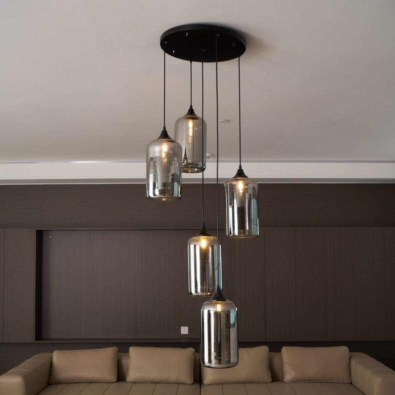 June Minimalist Bottle Glass Pendant Light Smoke Gray - Neutralighting