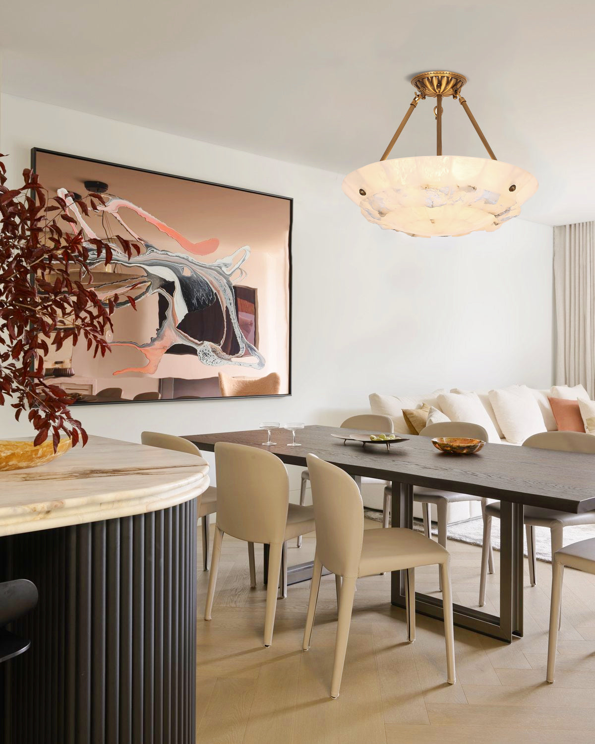 Bowl Pendant Lamp Alabaster Elegance - Neutralighting