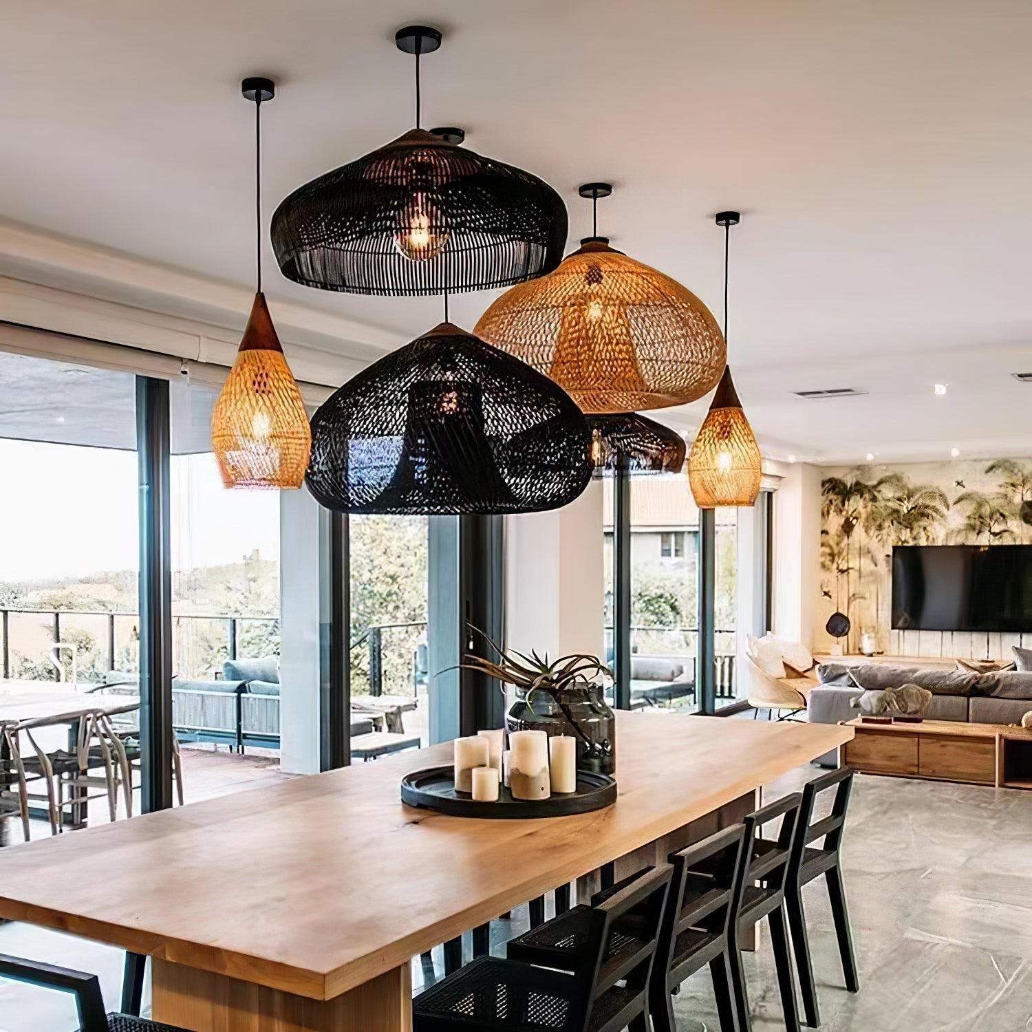 Evelyn Braided Rattan Livingroom Pendant Lamp - Neutralighting