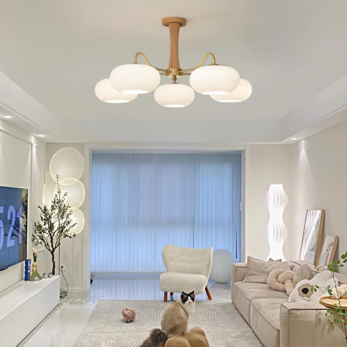 Candy Brass Wooden Glass Persimmon Chandelier
