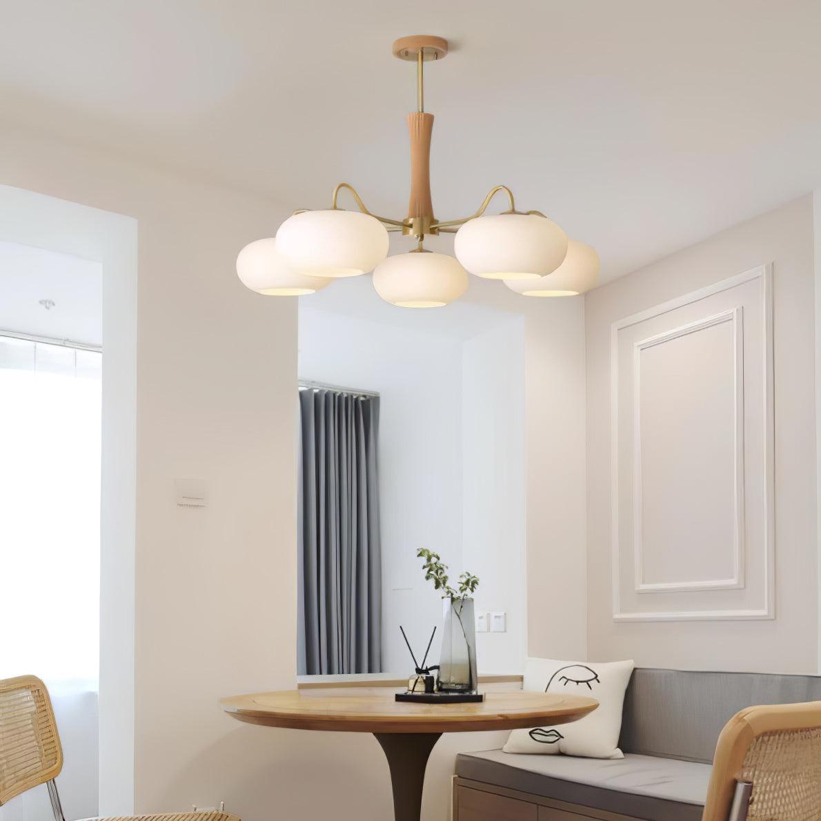 Candy Brass Wooden Glass Persimmon Chandelier