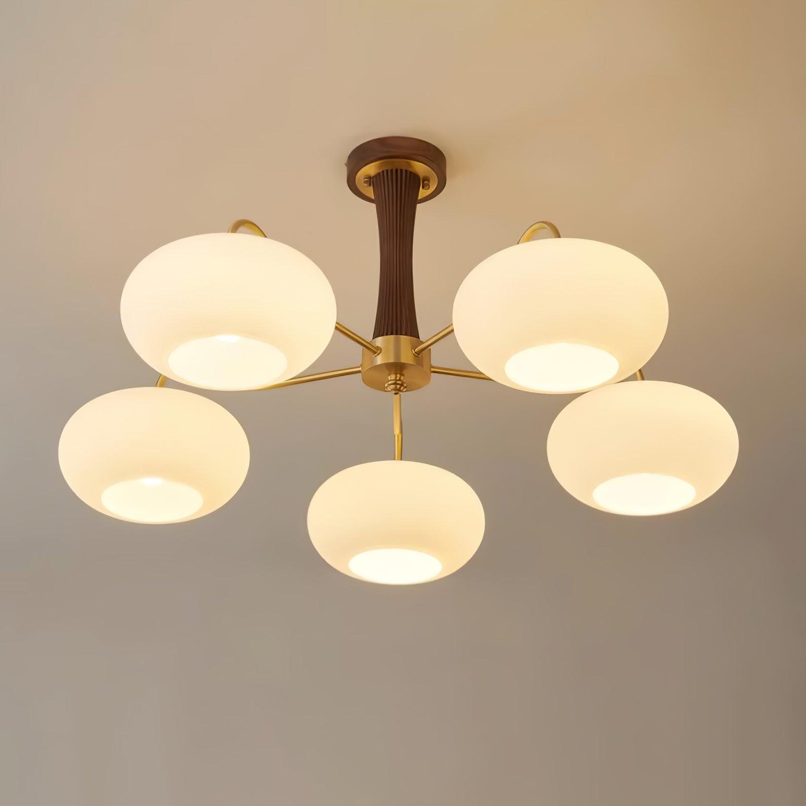 Candy Brass Wooden Glass Persimmon Chandelier