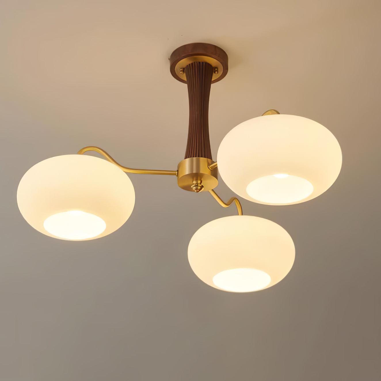 Candy Brass Wooden Glass Persimmon Chandelier