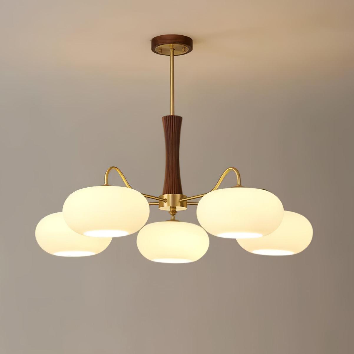 Candy Brass Wooden Glass Persimmon Chandelier