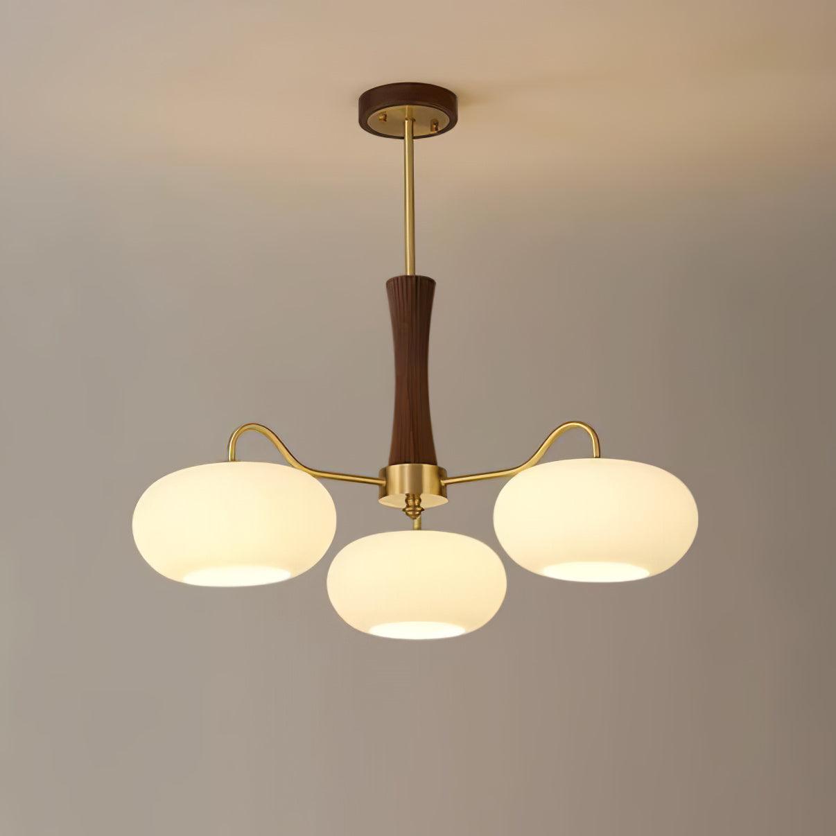 Candy Brass Wooden Glass Persimmon Chandelier