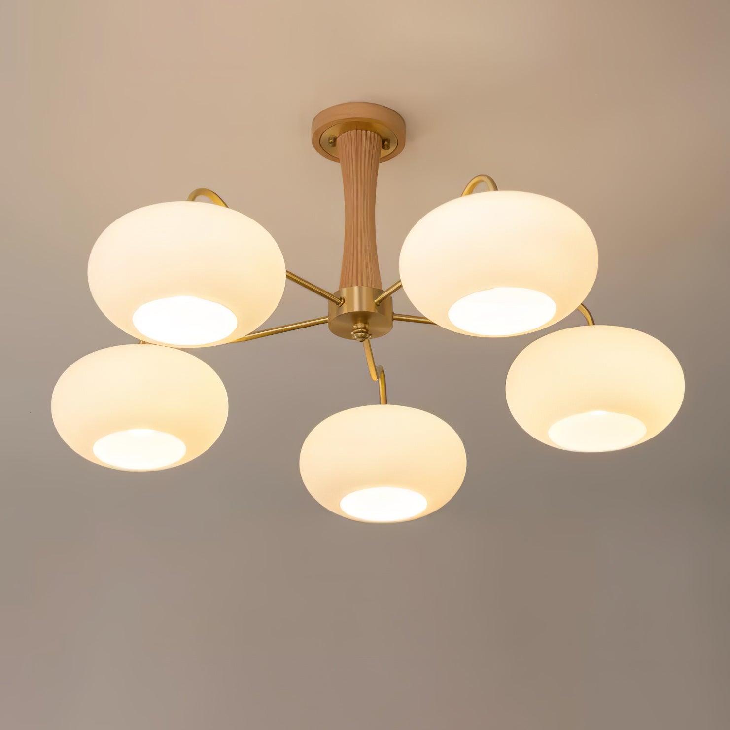 Candy Brass Wooden Glass Persimmon Chandelier