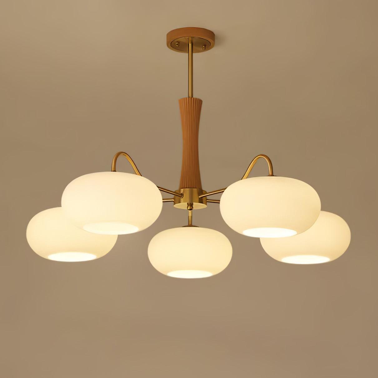 Candy Brass Wooden Glass Persimmon Chandelier