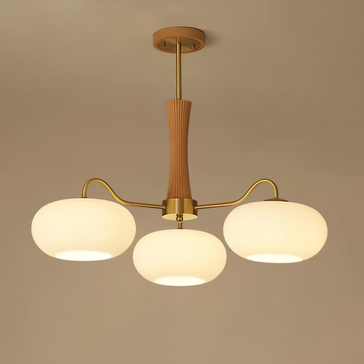 Candy Brass Wooden Glass Persimmon Chandelier