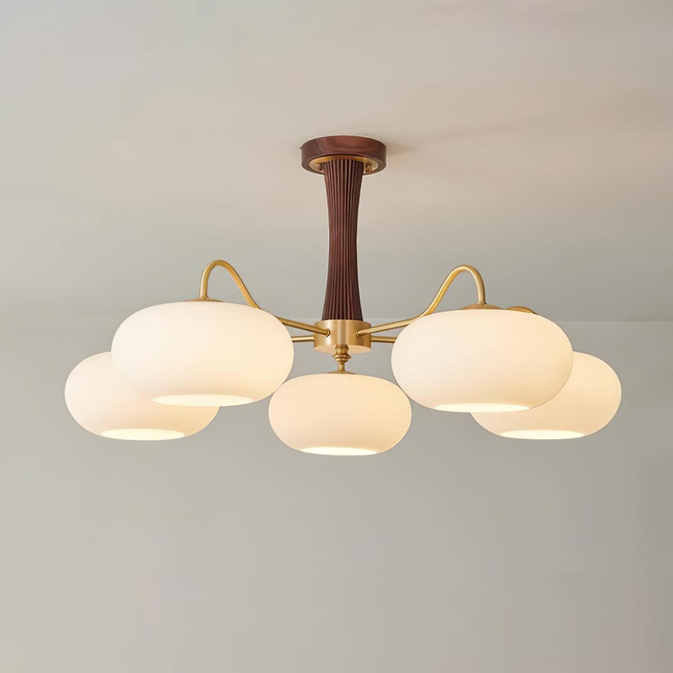 Candy Brass Wooden Glass Persimmon Chandelier