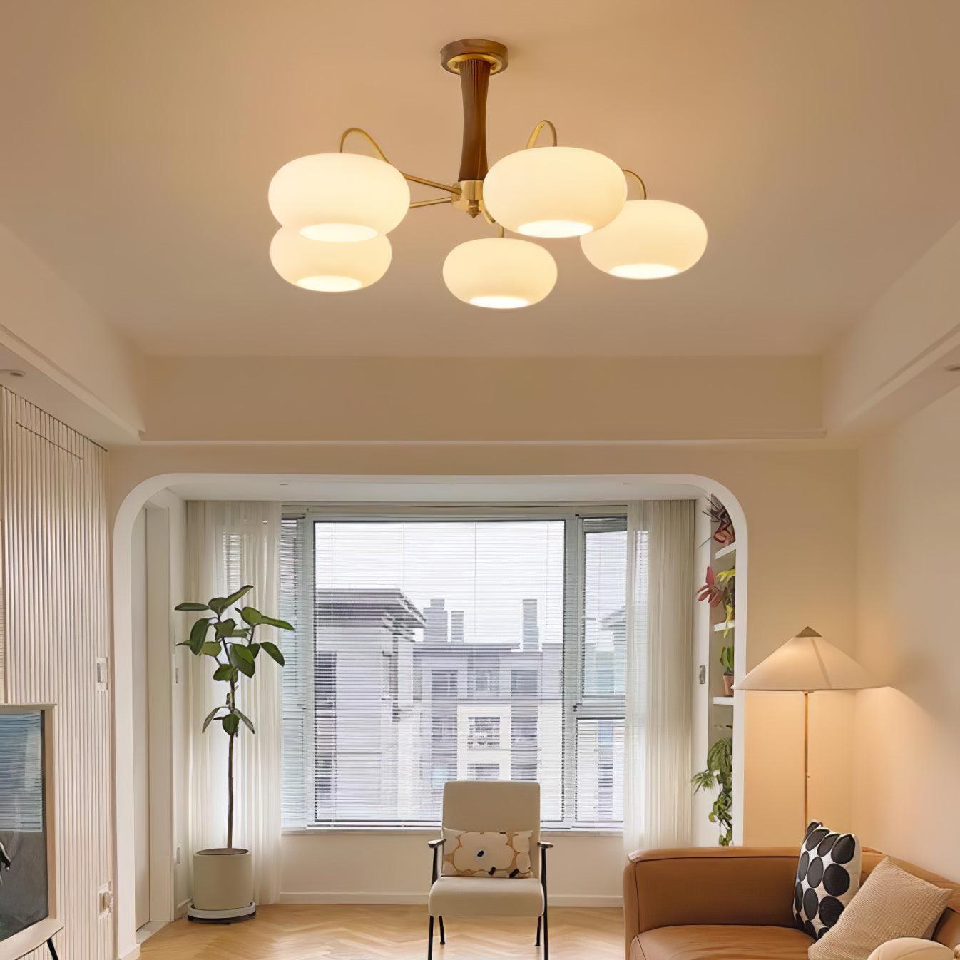 Candy Brass Wooden Glass Persimmon Chandelier