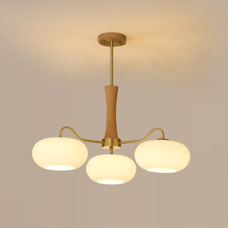 Candy Brass Wooden Glass Persimmon Chandelier