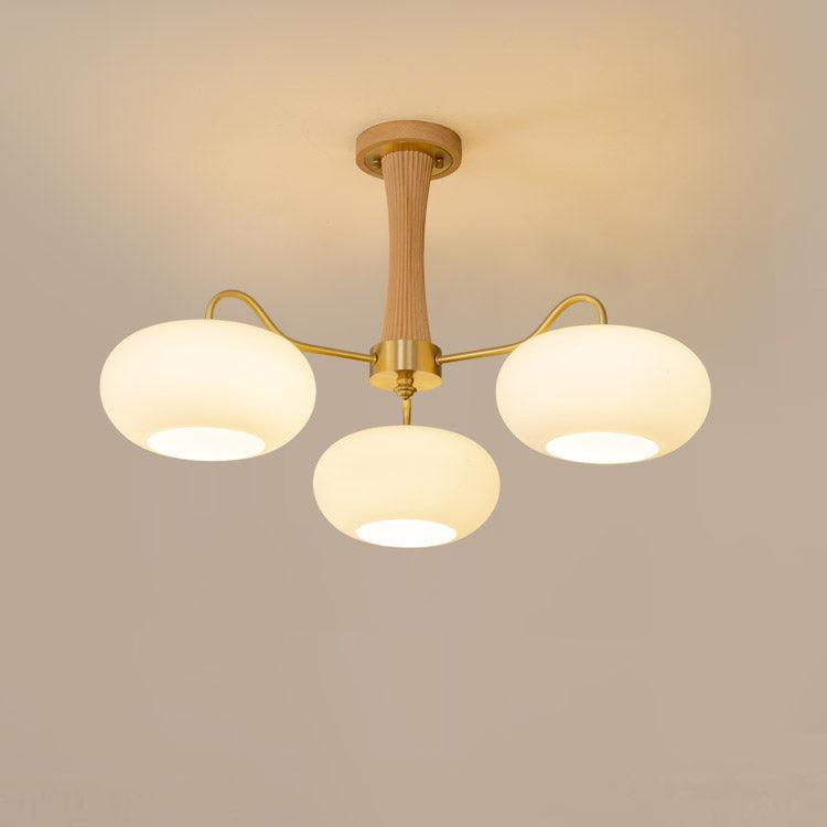 Candy Brass Wooden Glass Persimmon Chandelier