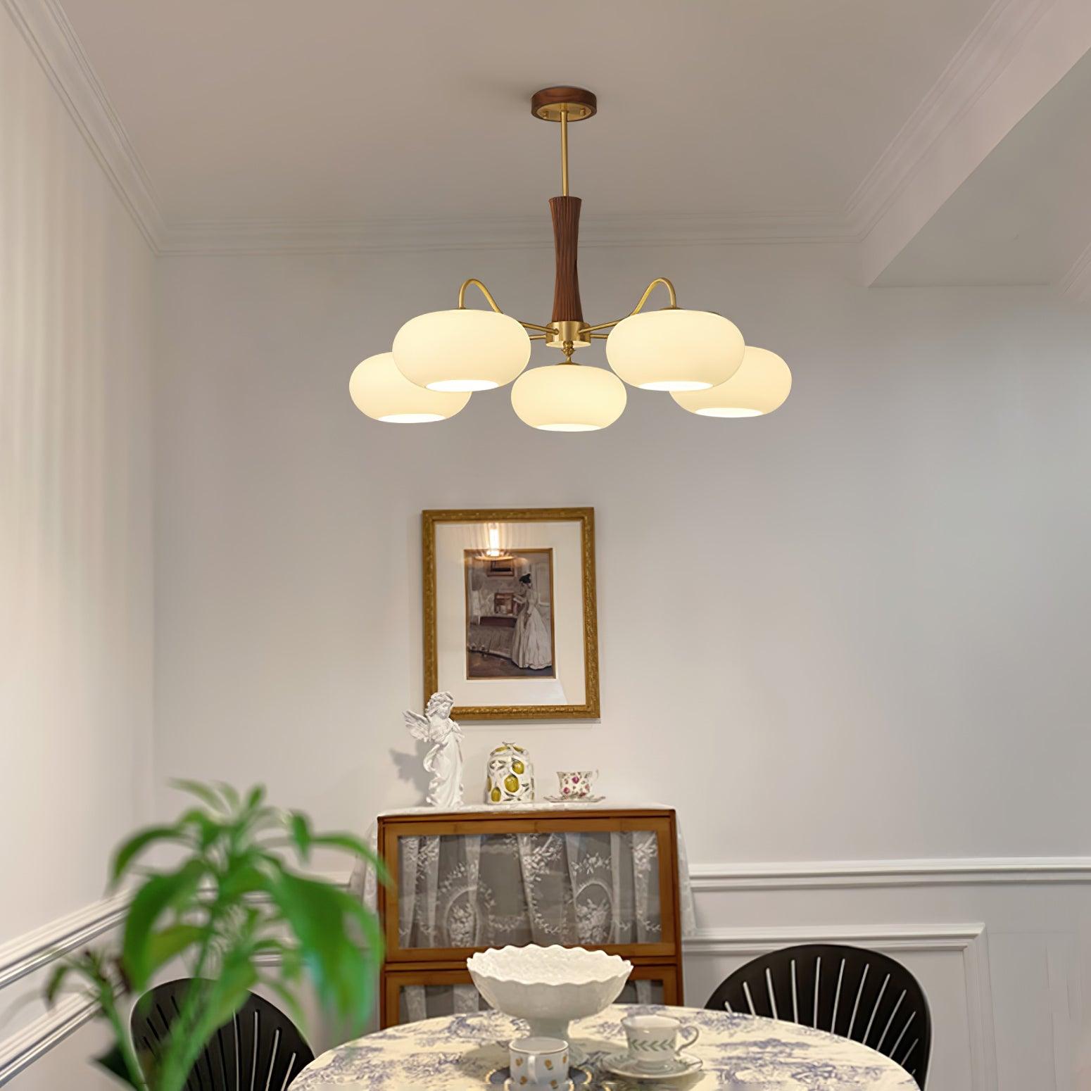 Candy Brass Wooden Glass Persimmon Chandelier