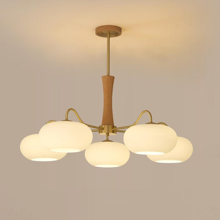 Candy Brass Wooden Glass Persimmon Chandelier
