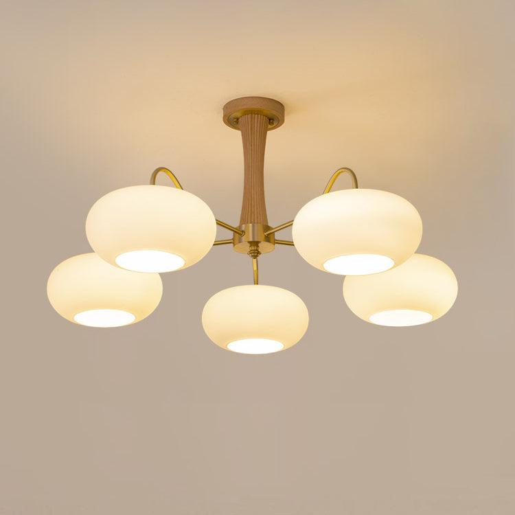 Candy Brass Wooden Glass Persimmon Chandelier