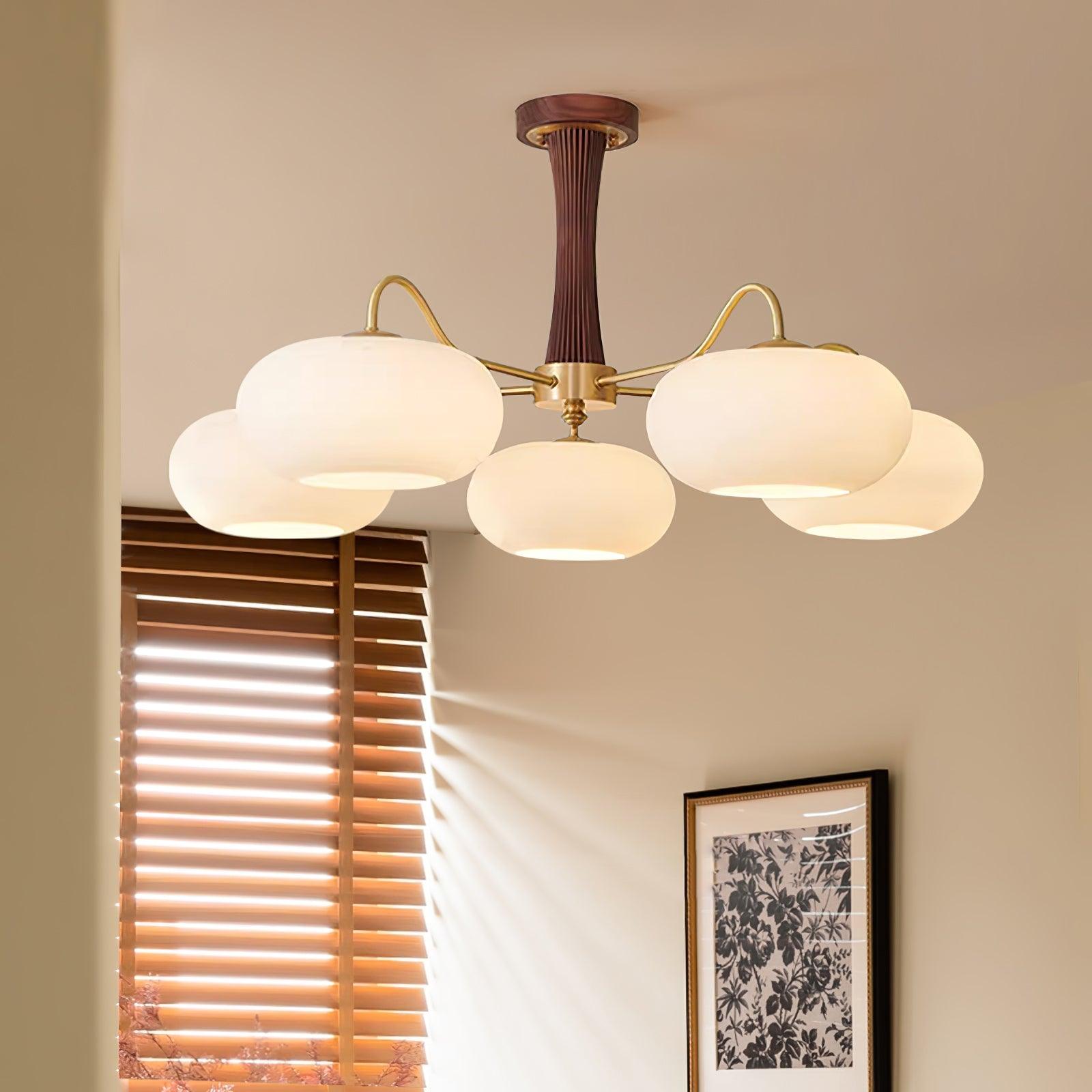 Candy Brass Wooden Glass Persimmon Chandelier