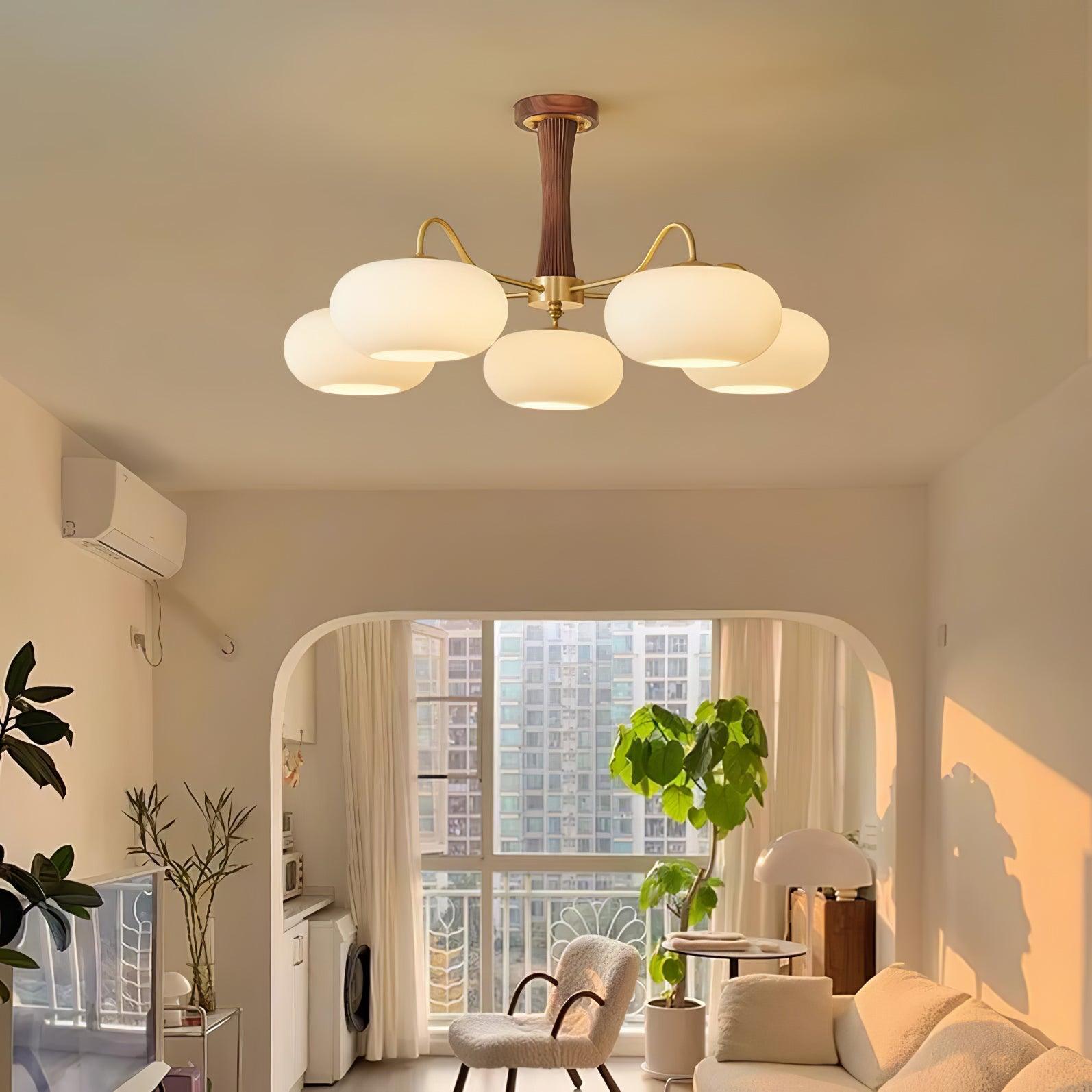 Candy Brass Wooden Glass Persimmon Chandelier