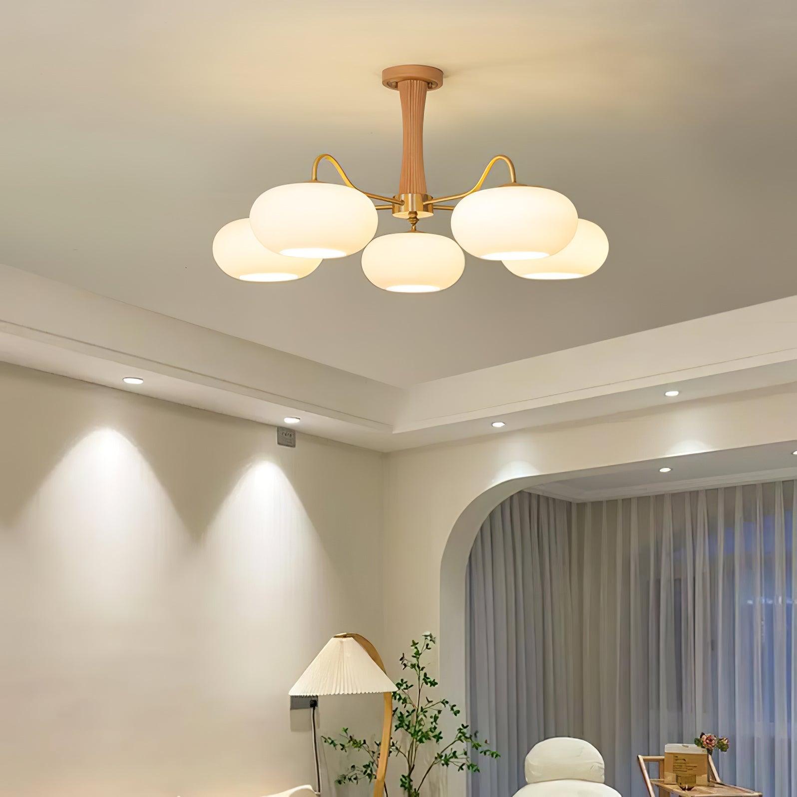 Candy Brass Wooden Glass Persimmon Chandelier