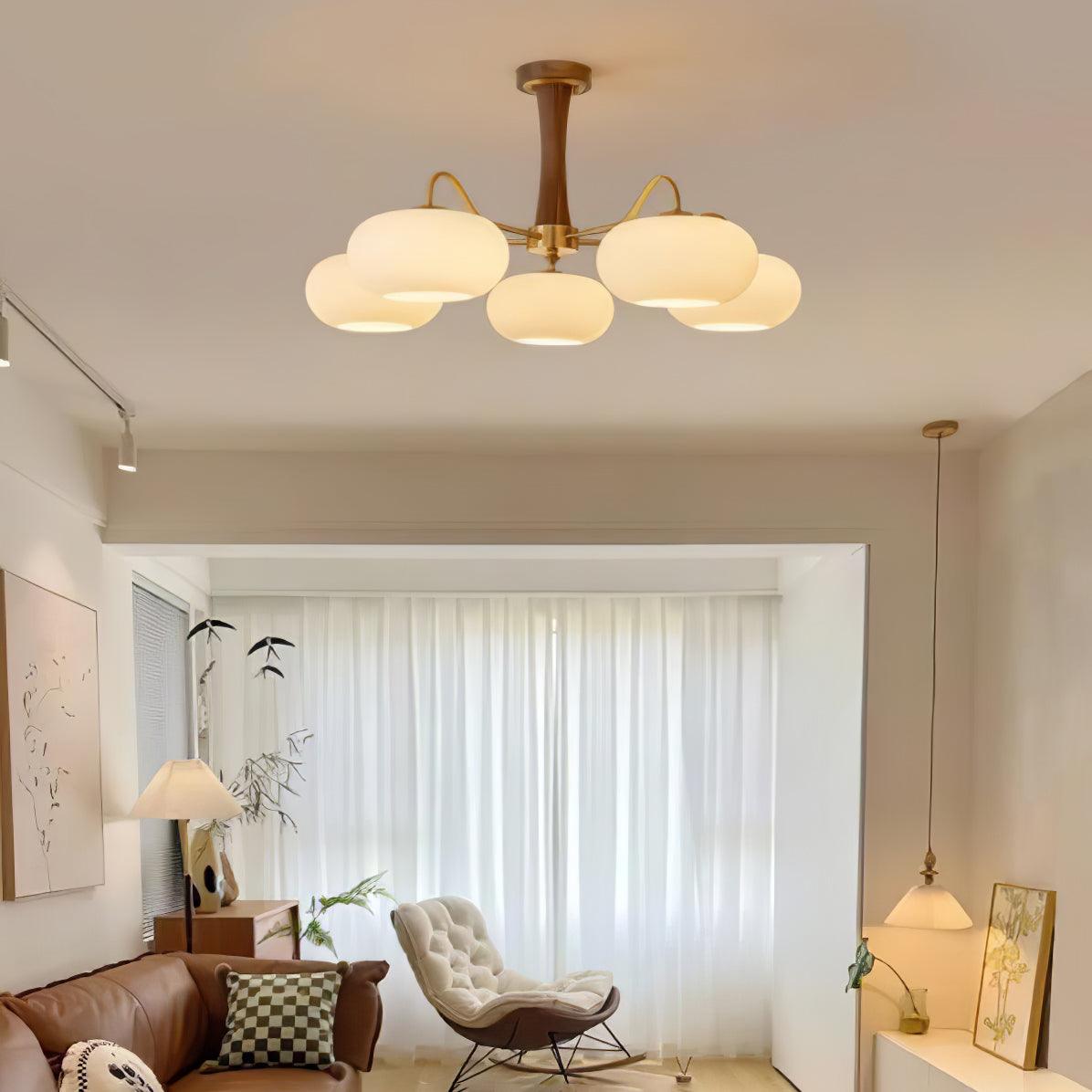 Candy Brass Wooden Glass Persimmon Chandelier