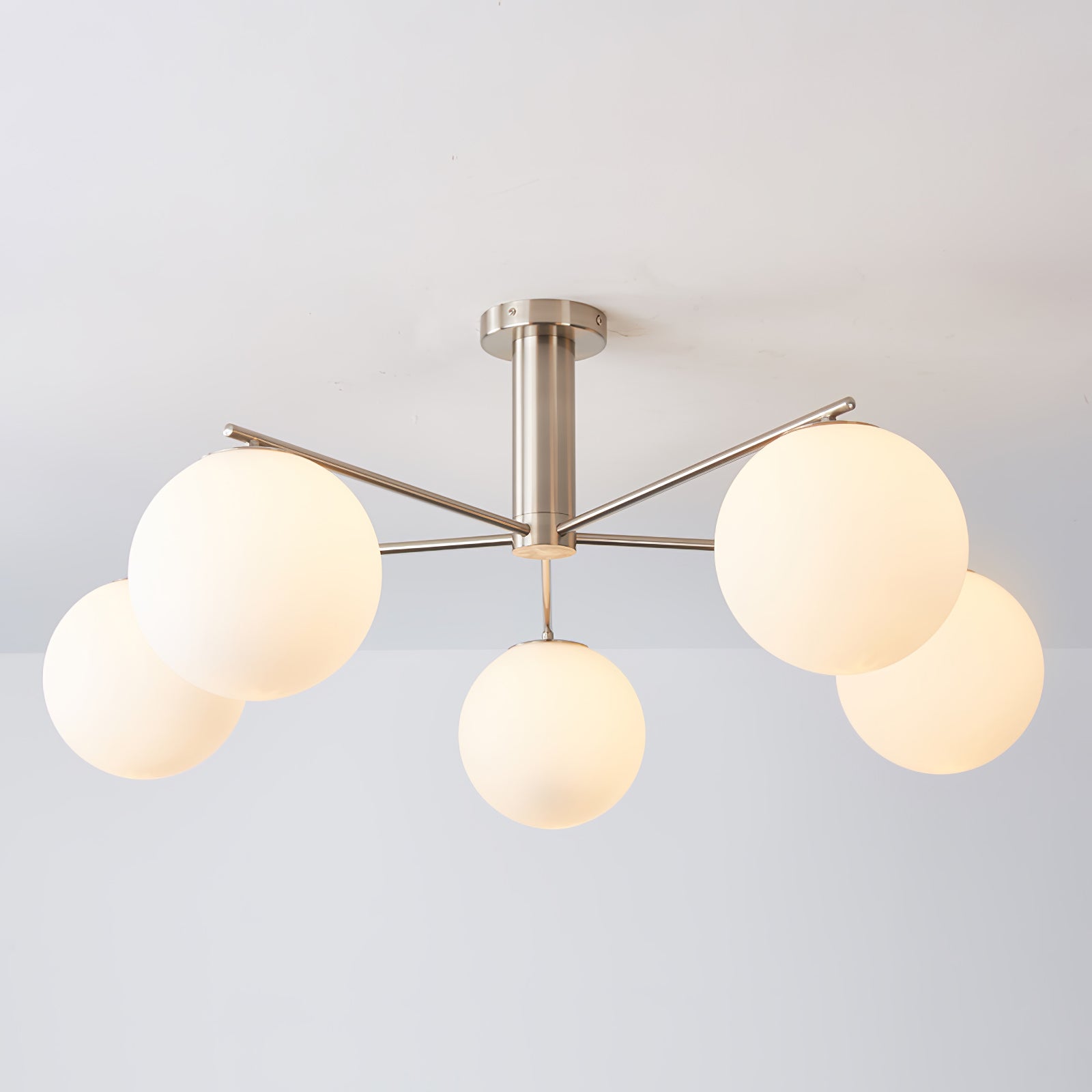 Silva Modern LED Metal Multi Glass Globe White Lampshade Bedroom Living Room Pendant Light, Gold/Nickel - Neutralighting