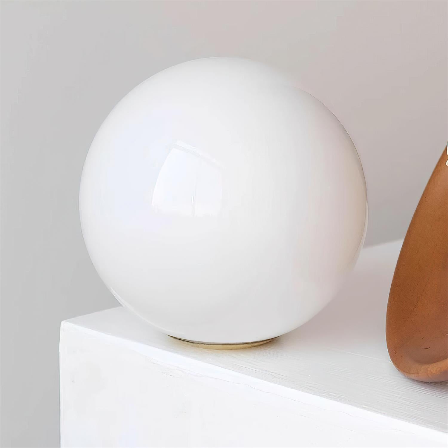 Ceiling Light Globe Opal Glass Modern Brass Walnut Accent Flush Mount - Neutralighting