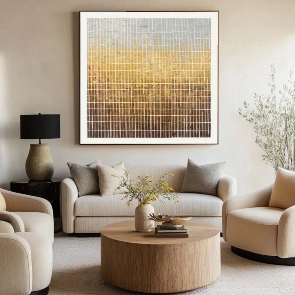 Gradient Grid Texture Square Abstract Canvas Art