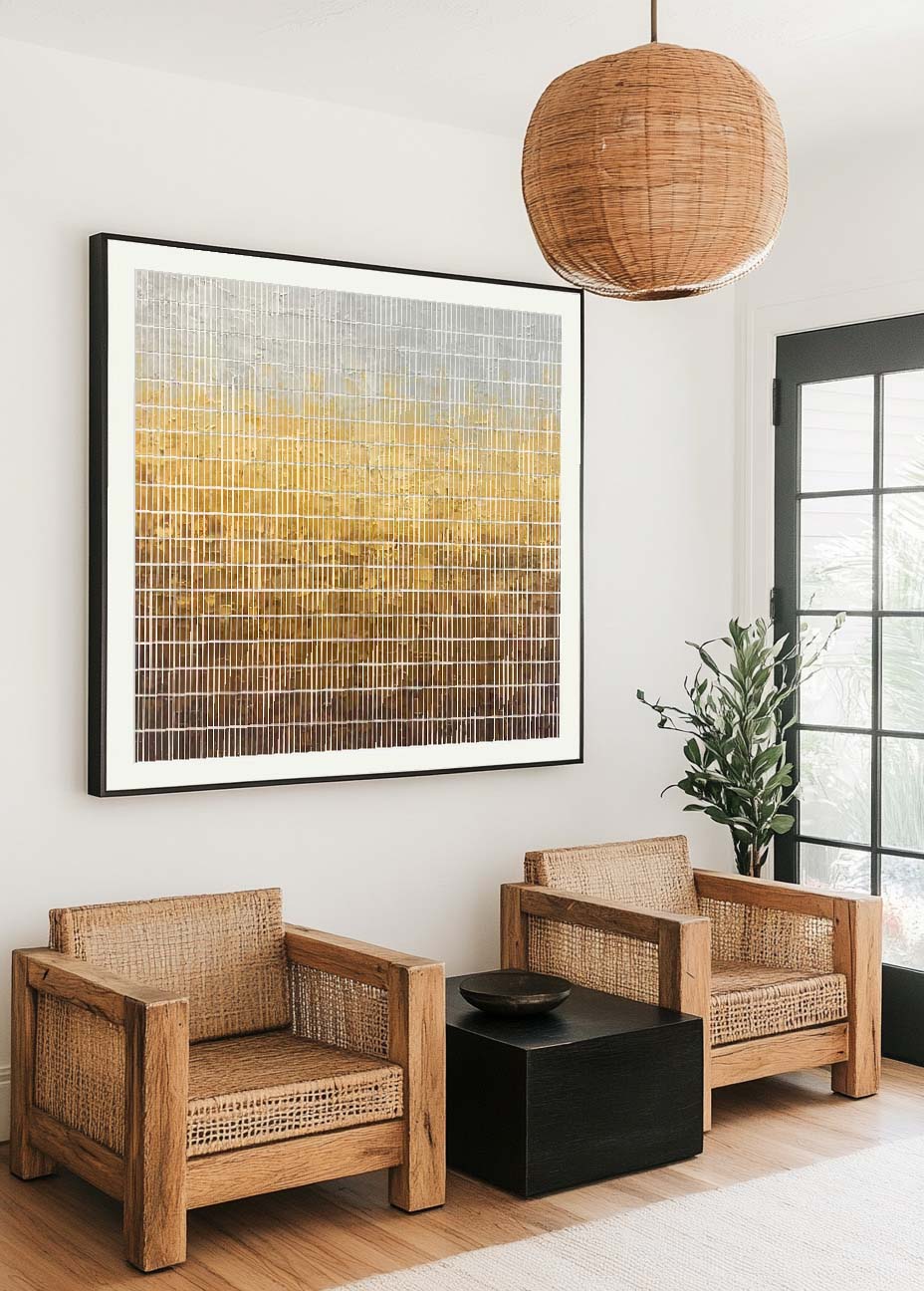 Gradient Grid Texture Square Abstract Canvas Art