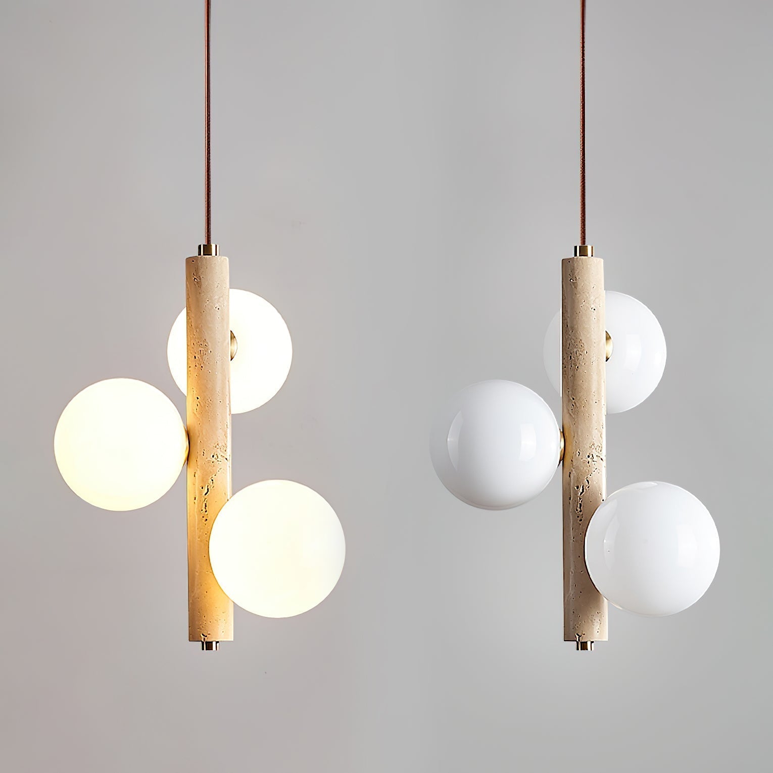 Aursorel Multi-Globe Travertine Pendant Light - Neutralighting