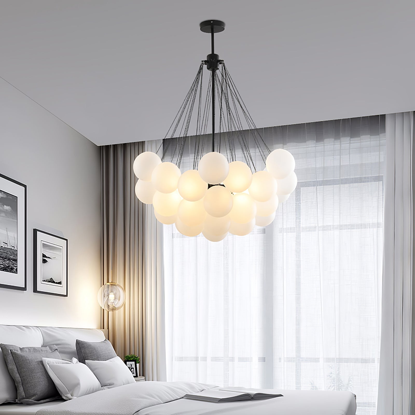 Fayne Glass Globe Pendant Light Bubble - Neutralighting