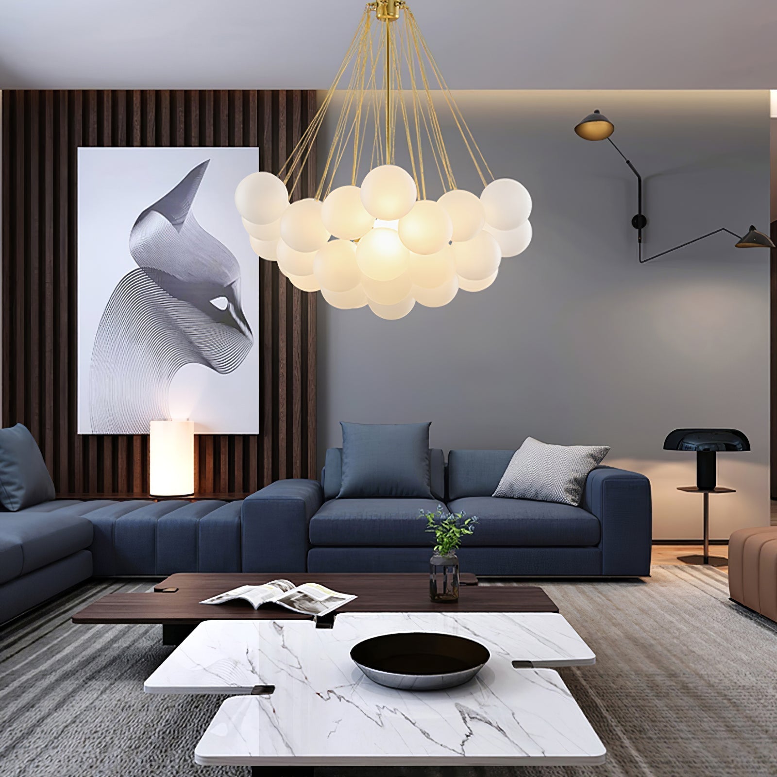 Fayne Glass Globe Pendant Light Bubble - Neutralighting